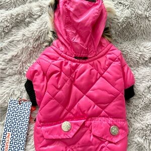 Pink Quilted Dog Jacket with Hood